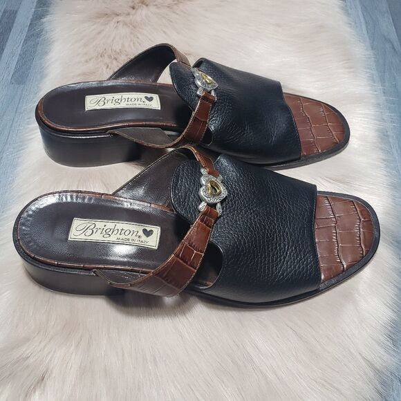 Brighton Black and brown croc sandals - Picture 2 of 5